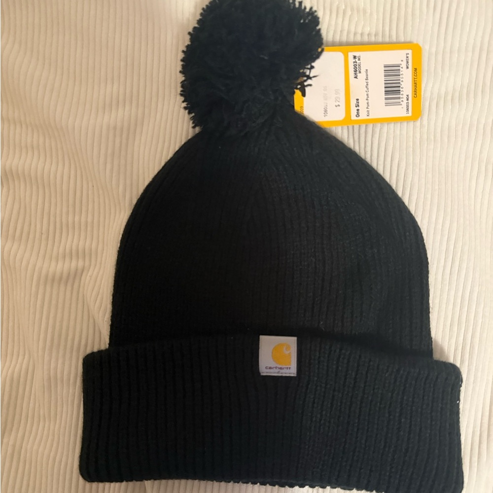 Carhartt Classic Black Pom Beanie